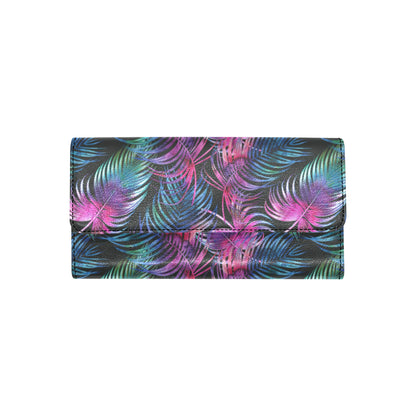 Palm Leaves Pattern Print Design PL010 Women's Trifold Wallet