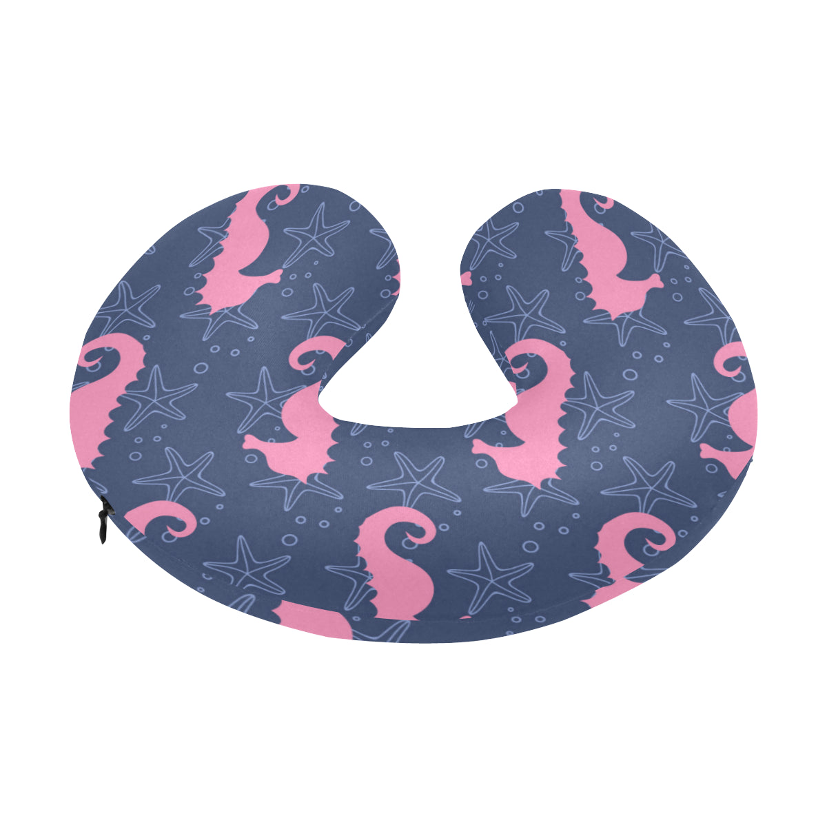 SeaHorse Pink Pattern Print Design 02 U-Shaped Travel Neck Pillow