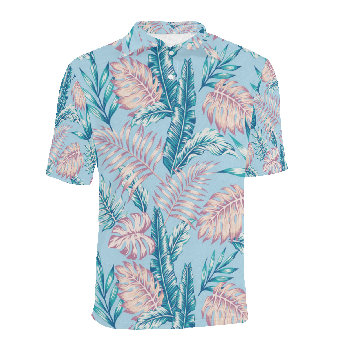 Tropical Flower Pattern Print Design TF01 Men Polo Shirt