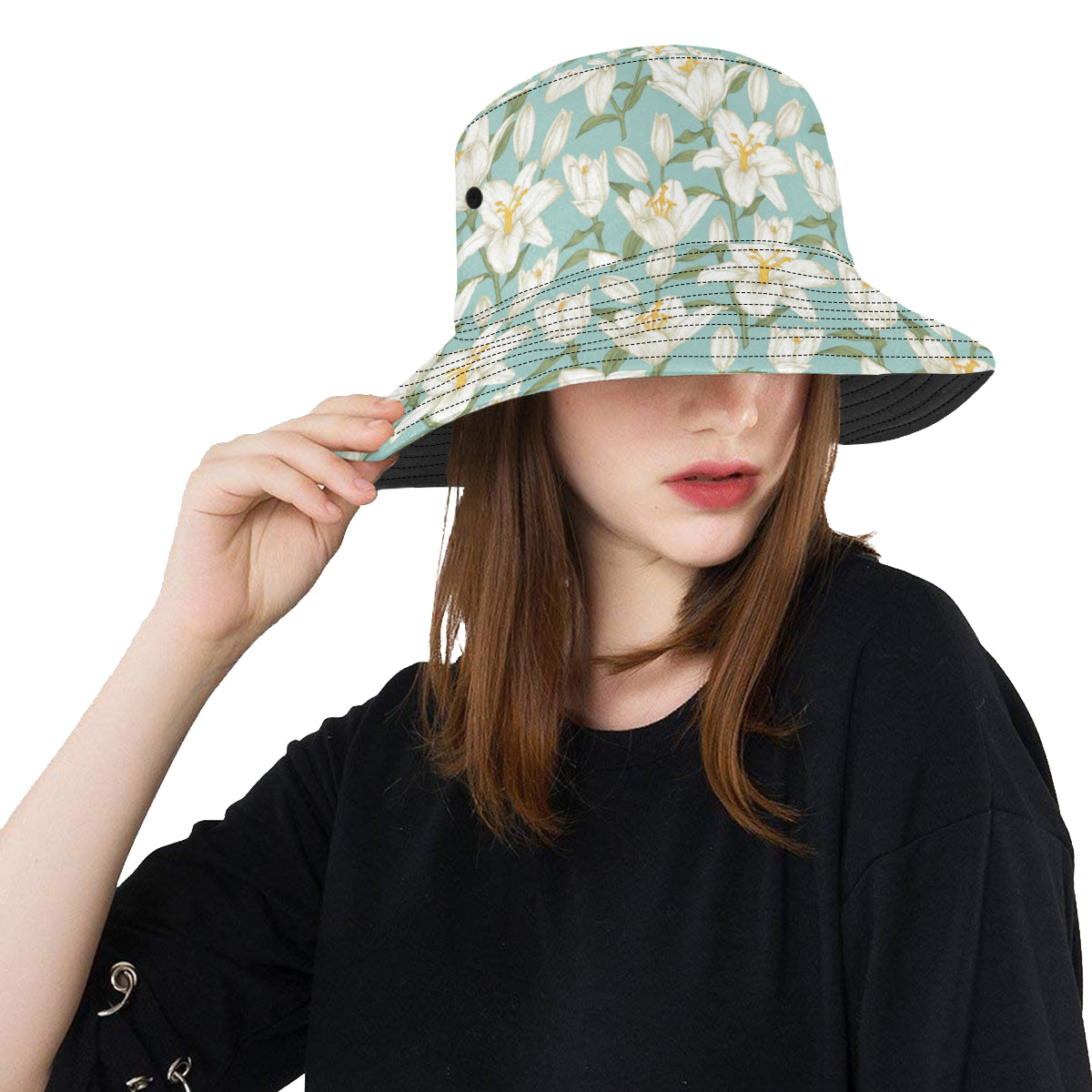 Lily Pattern Print Design LY09 Unisex Bucket Hat