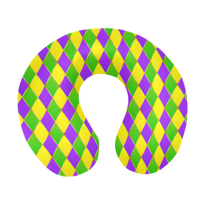 Mardi Gras Pattern Print Design 01 U-Shaped Travel Neck Pillow