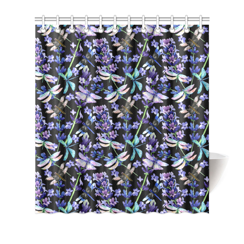 Lavender Dragonfly Pattern Print Design LV03 Shower Curtain