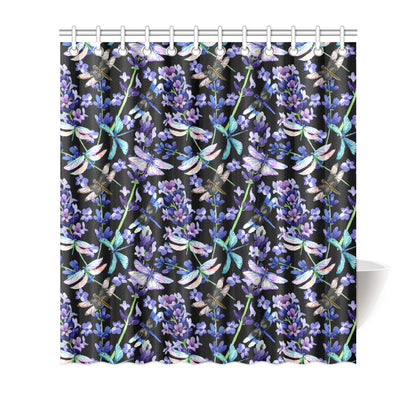 Lavender Dragonfly Pattern Print Design LV03 Shower Curtain