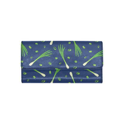 Leek Pattern Print Design 02 Women's Trifold Wallet