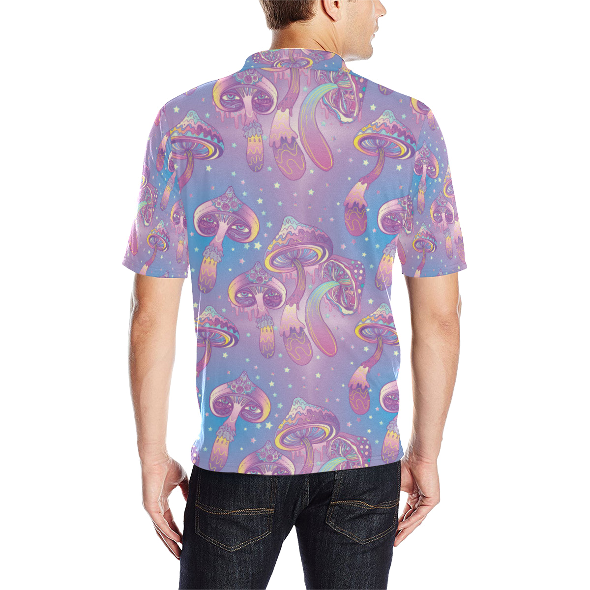 Psychedelic Mushroom Pattern Print Design A01 Men Polo Shirt