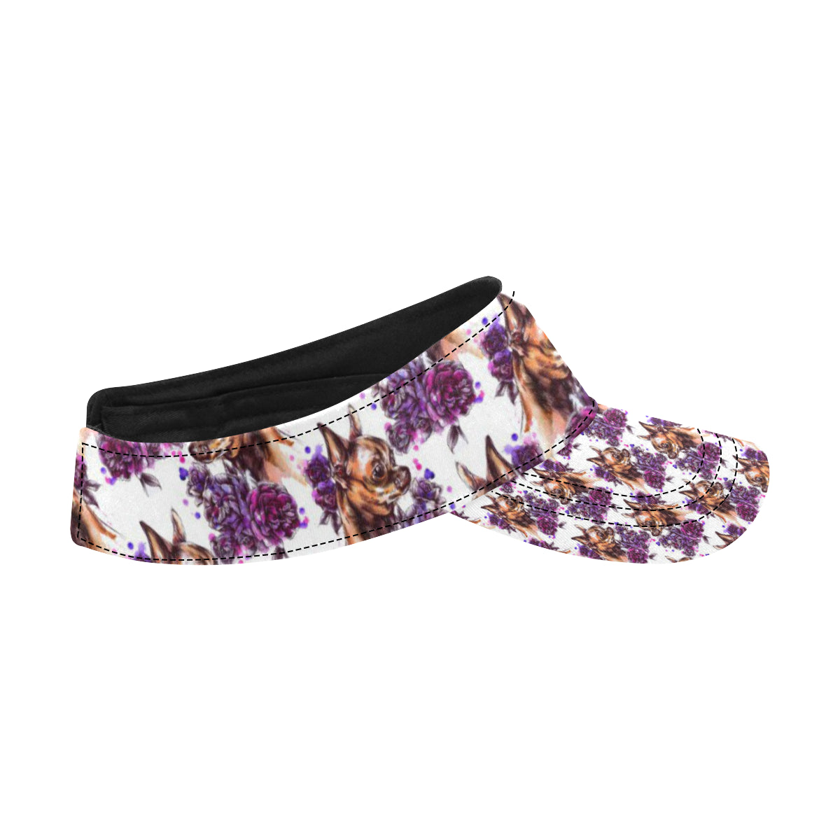 Chihuahua Purple Floral Unisex Sun Visor