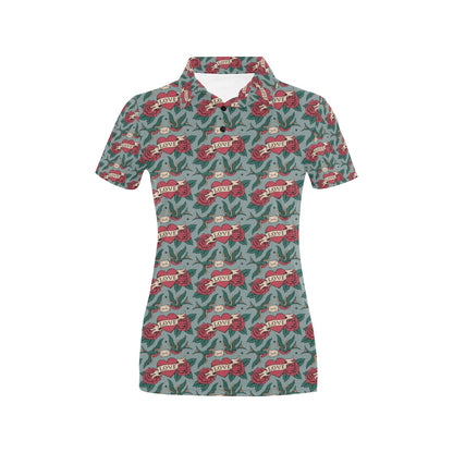 Tattoo Heart Print Design LKS301 Women's Polo Shirt