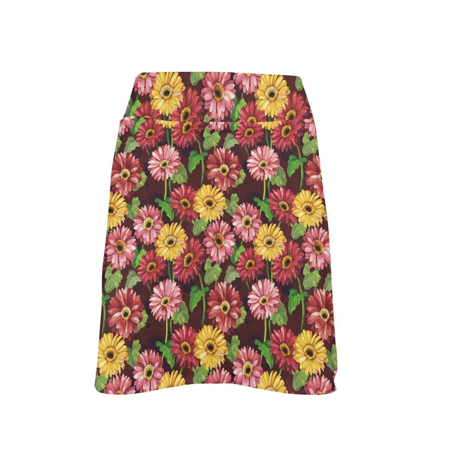 Daisy Gerbera Print Pattern 17" Golf & Pickleball Skort with Pockets
