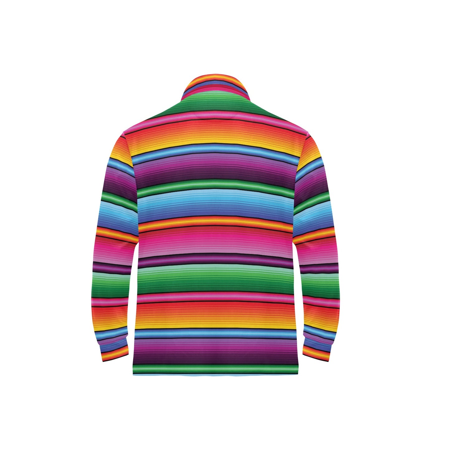 Mexican Blanket Colorful Print Pattern Long Sleeve Polo Shirt For Men's