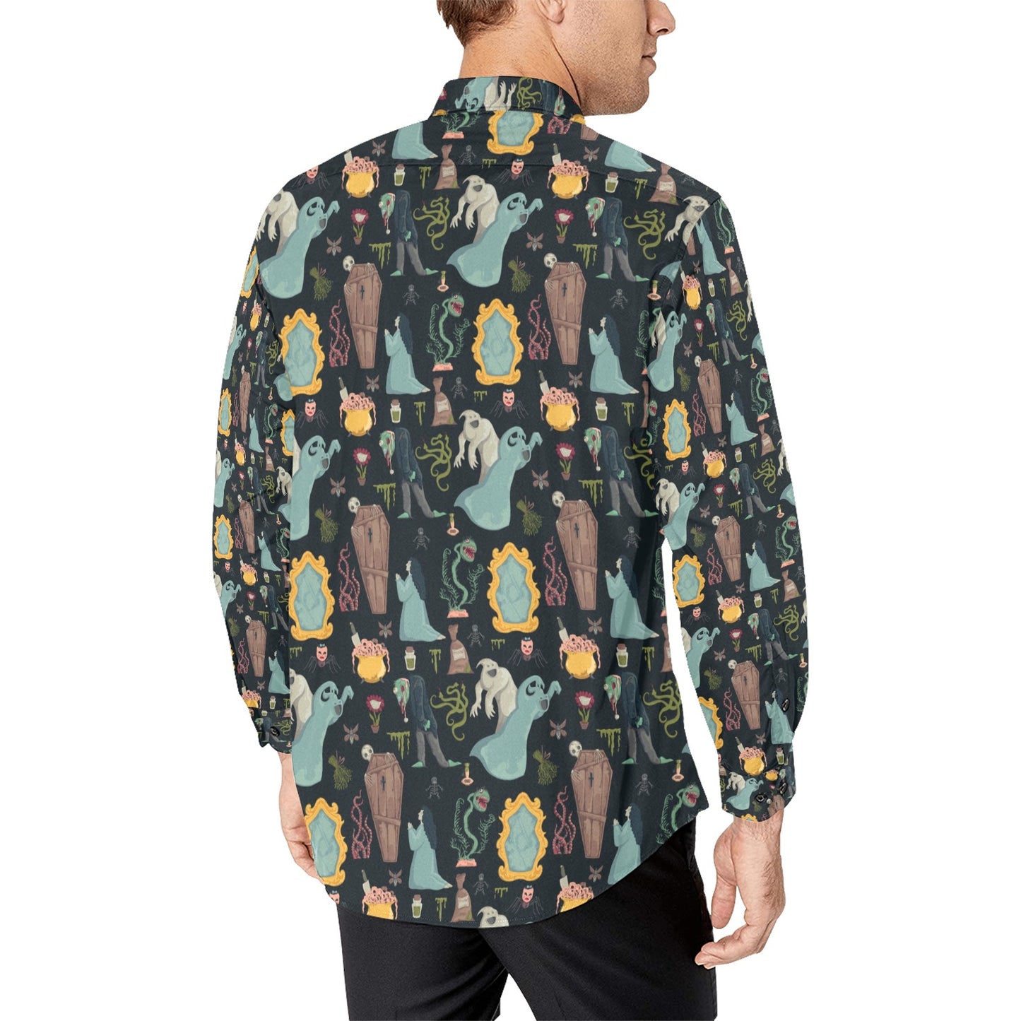 Creepy Print Design LKS303 Men's Long Sleeve Dress Shirt