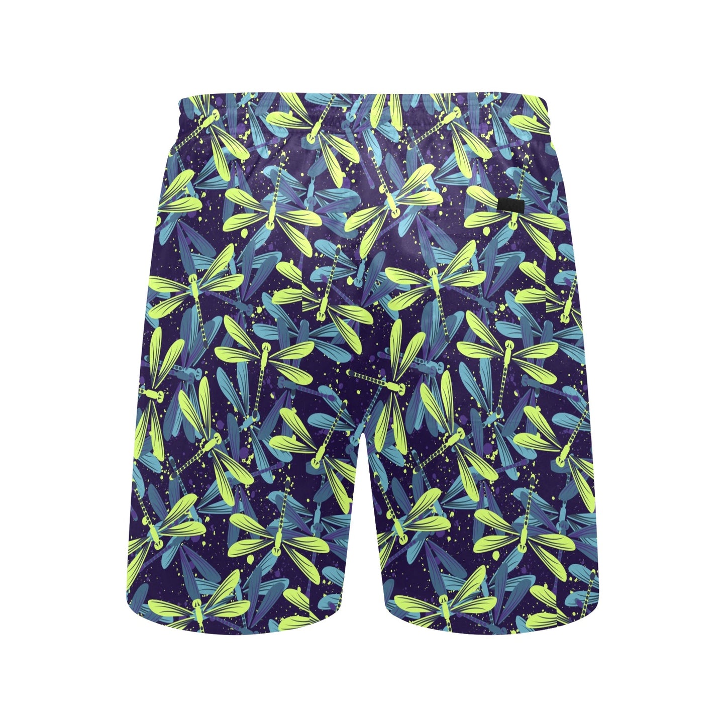 Dragonfly Lime Blue Print Pattern Men's Swim Trunks Beach Shorts