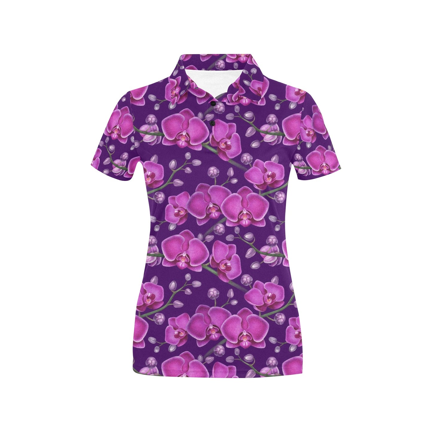Orchid Purple Pattern Print Design OR02 Women's Polo Shirt