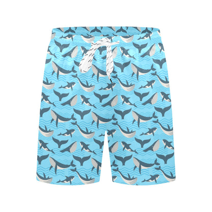 Whale Pattern Design Themed Print Men's Swim Trunks Beach Shorts