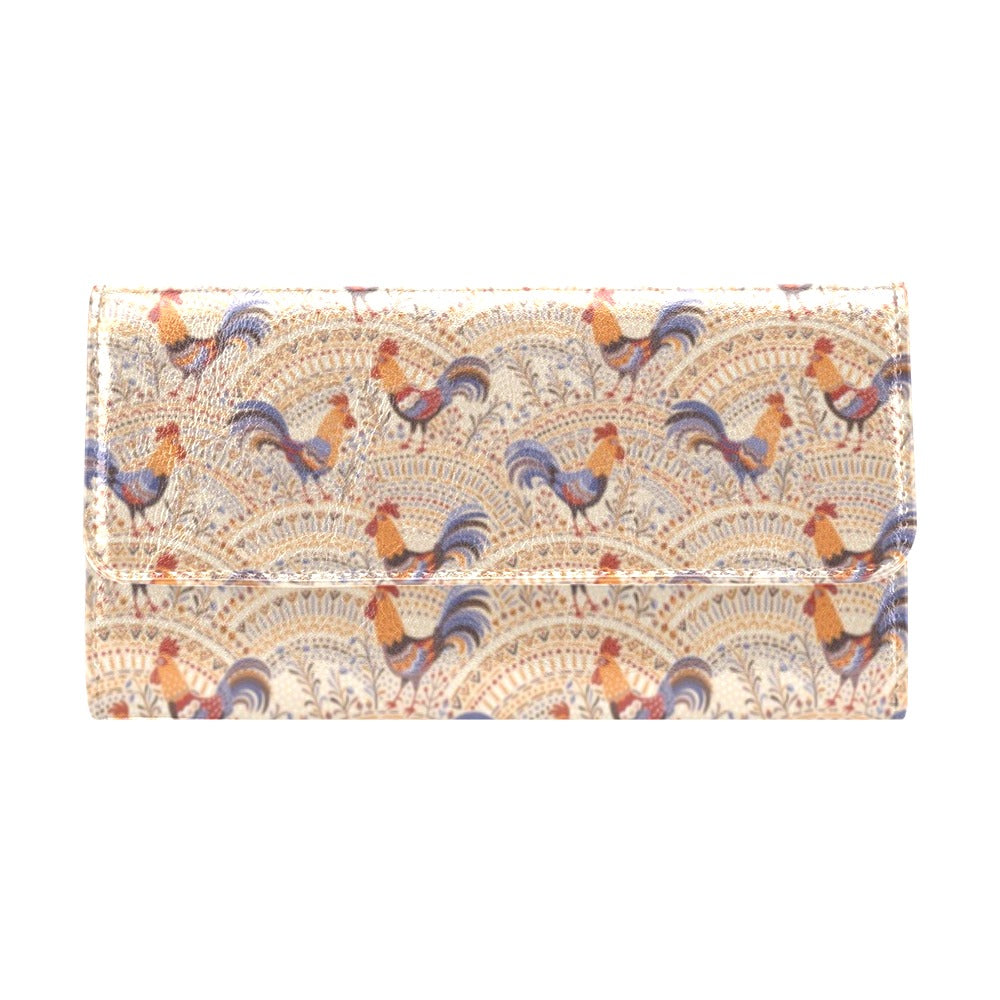 Chicken Boho Style Pattern Women's Trifold Wallet