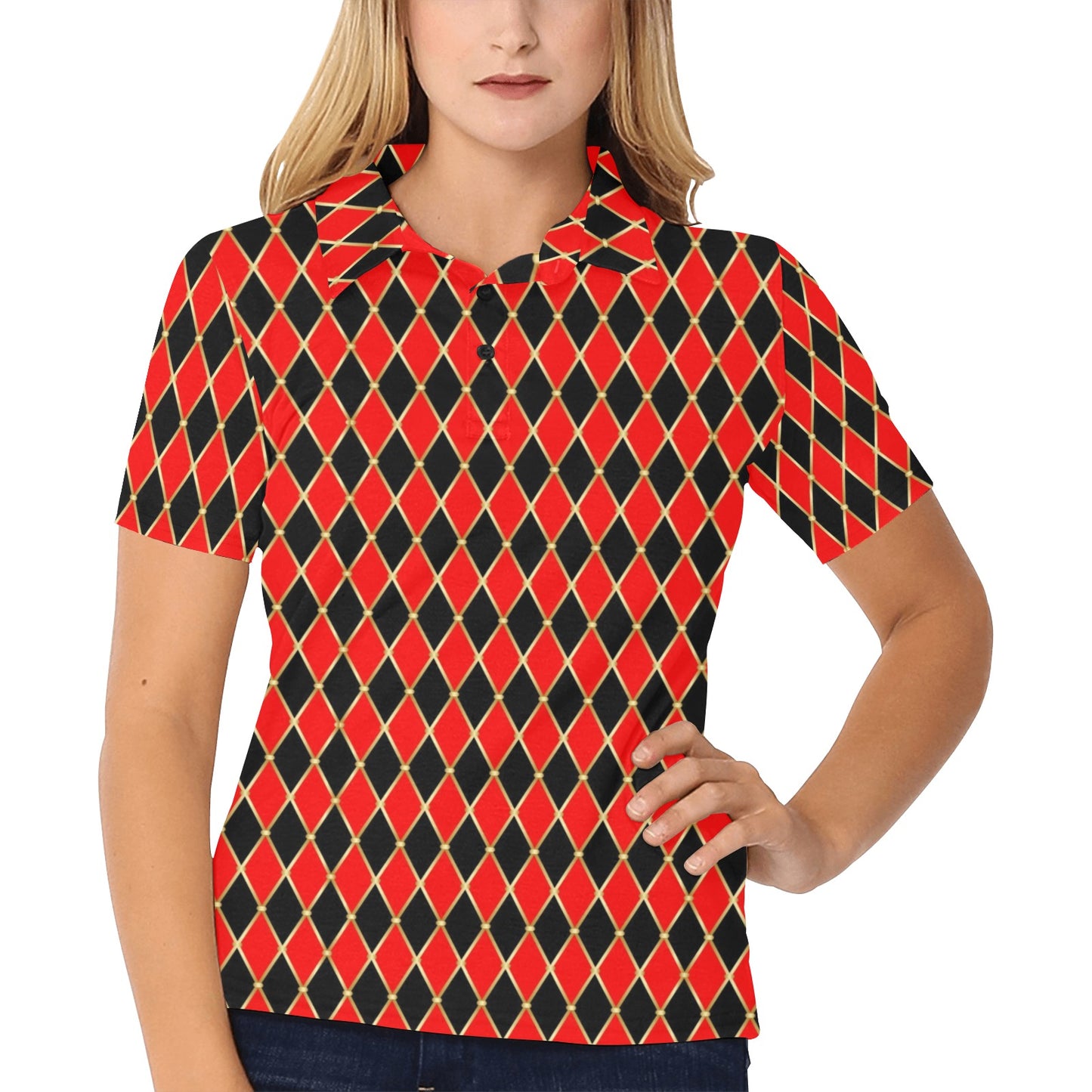 Harlequin Print Design LKS401 Women's Polo Shirt