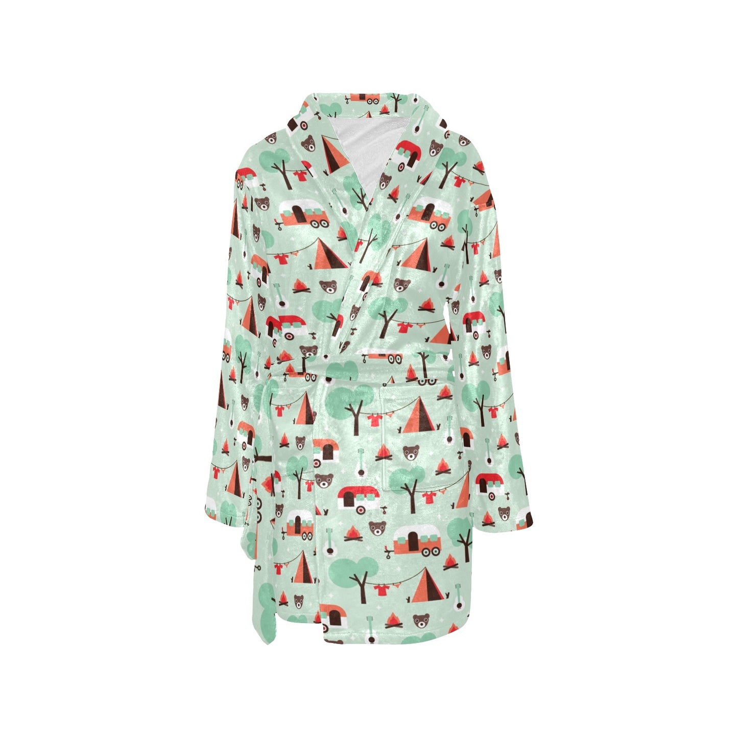 Camper Tent Pattern Print Design 01 Women's Fleece Robe