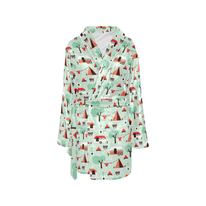Camper Tent Pattern Print Design 01 Women's Fleece Robe