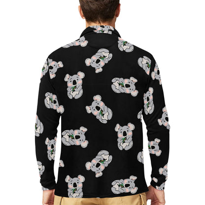 Koala Pattern Print Design 05 Long Sleeve Polo Shirt For Men's