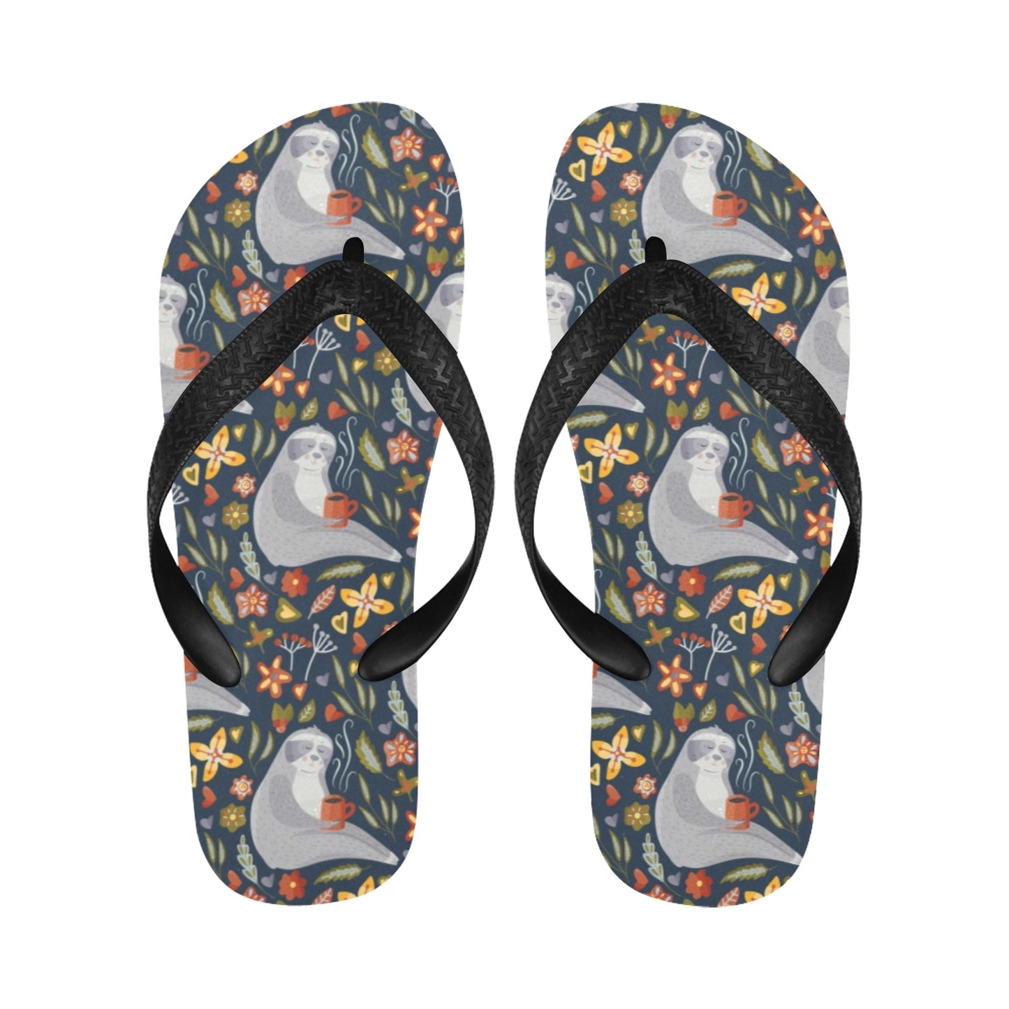 Sloth Print Design LKS303 Flip Flops