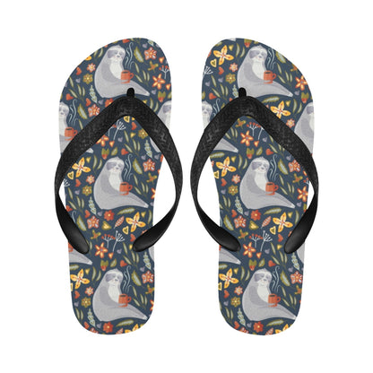 Sloth Print Design LKS303 Flip Flops