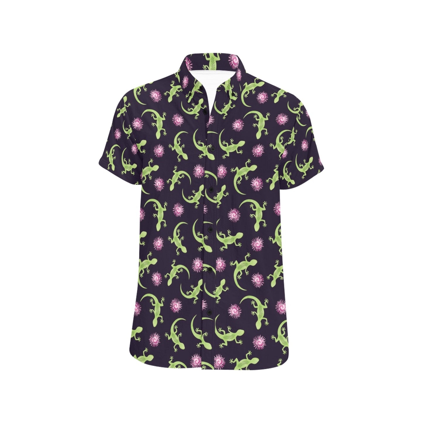 lizard Print Design LKS402 Men Short Sleeve Button Up Shirt