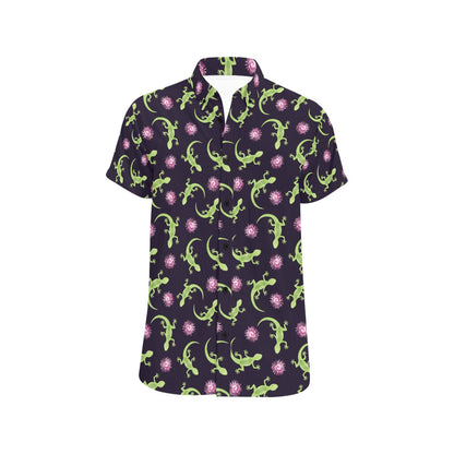 lizard Print Design LKS402 Men Short Sleeve Button Up Shirt