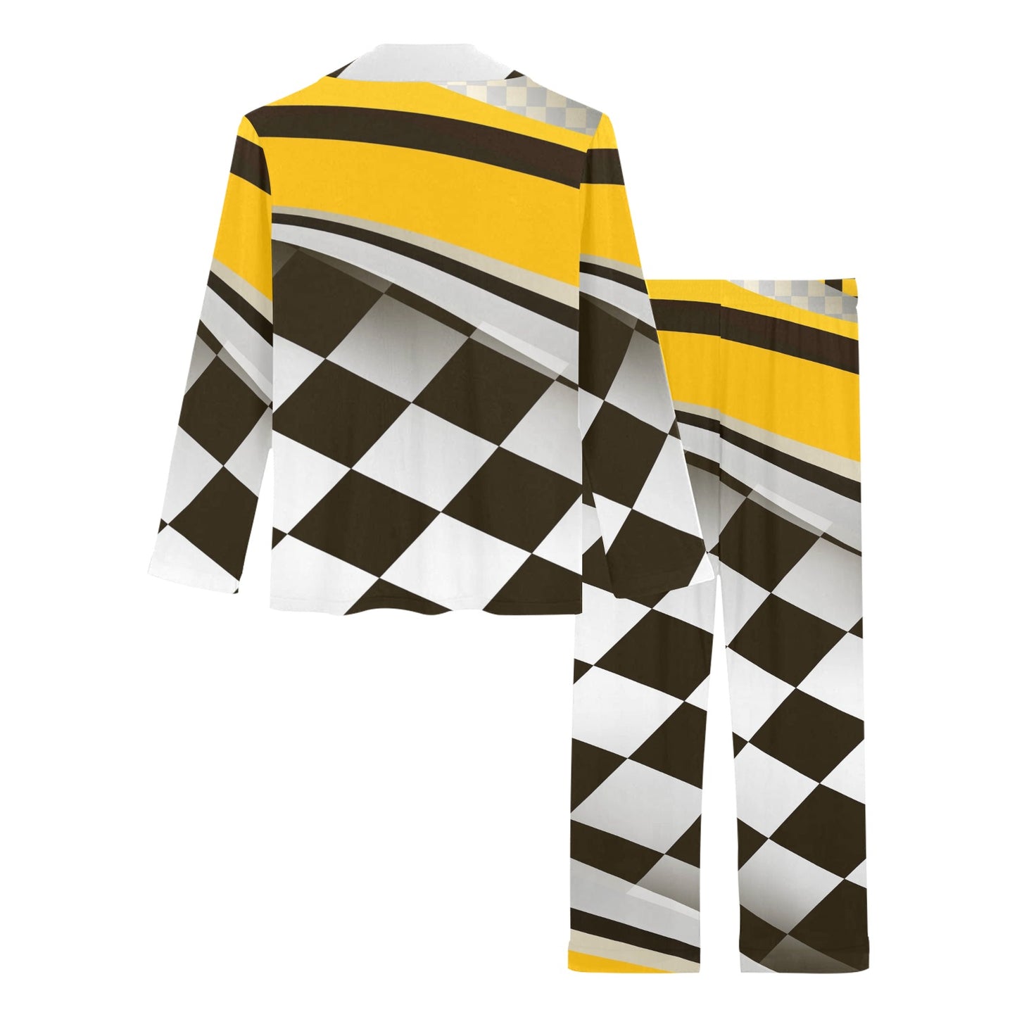 Checkered Flag Racing Style Women's Long Pajama Set