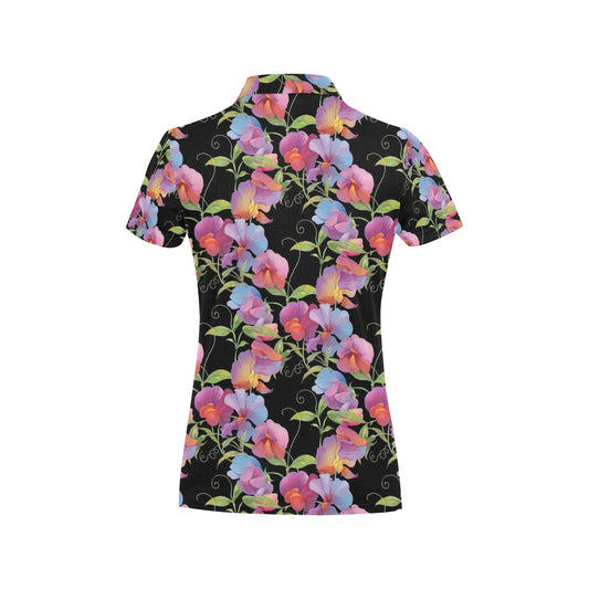 Peony Pattern Print Design PE012 Women's Polo Shirt