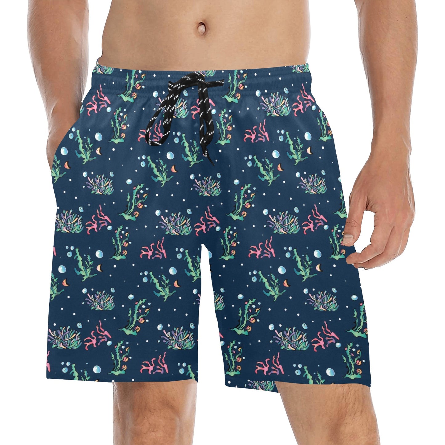 Seaweed Print Design LKS306 Men's Swim Trunks Beach Shorts