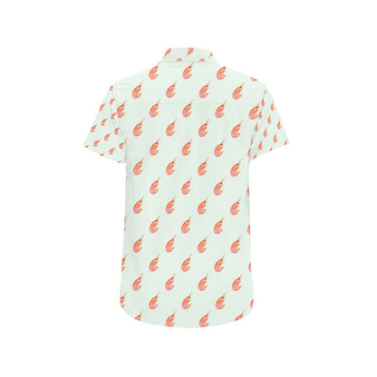 Shrimp Print Design LKS304 Men Short Sleeve Button Up Shirt
