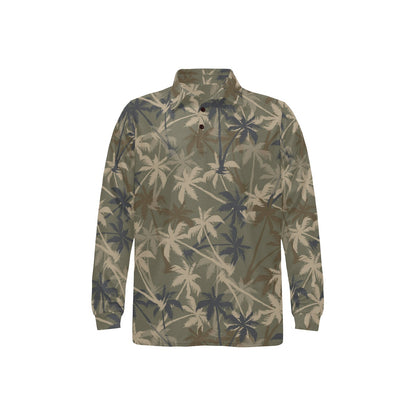 Palm Tree camouflage Long Sleeve Polo Shirt For Men's