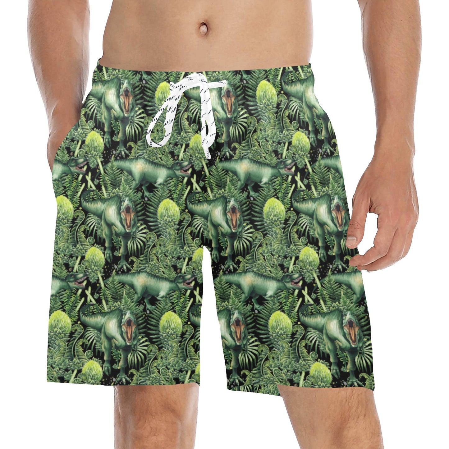 Dinosaur T Rex Print Pattern Men's Swim Trunks Beach Shorts