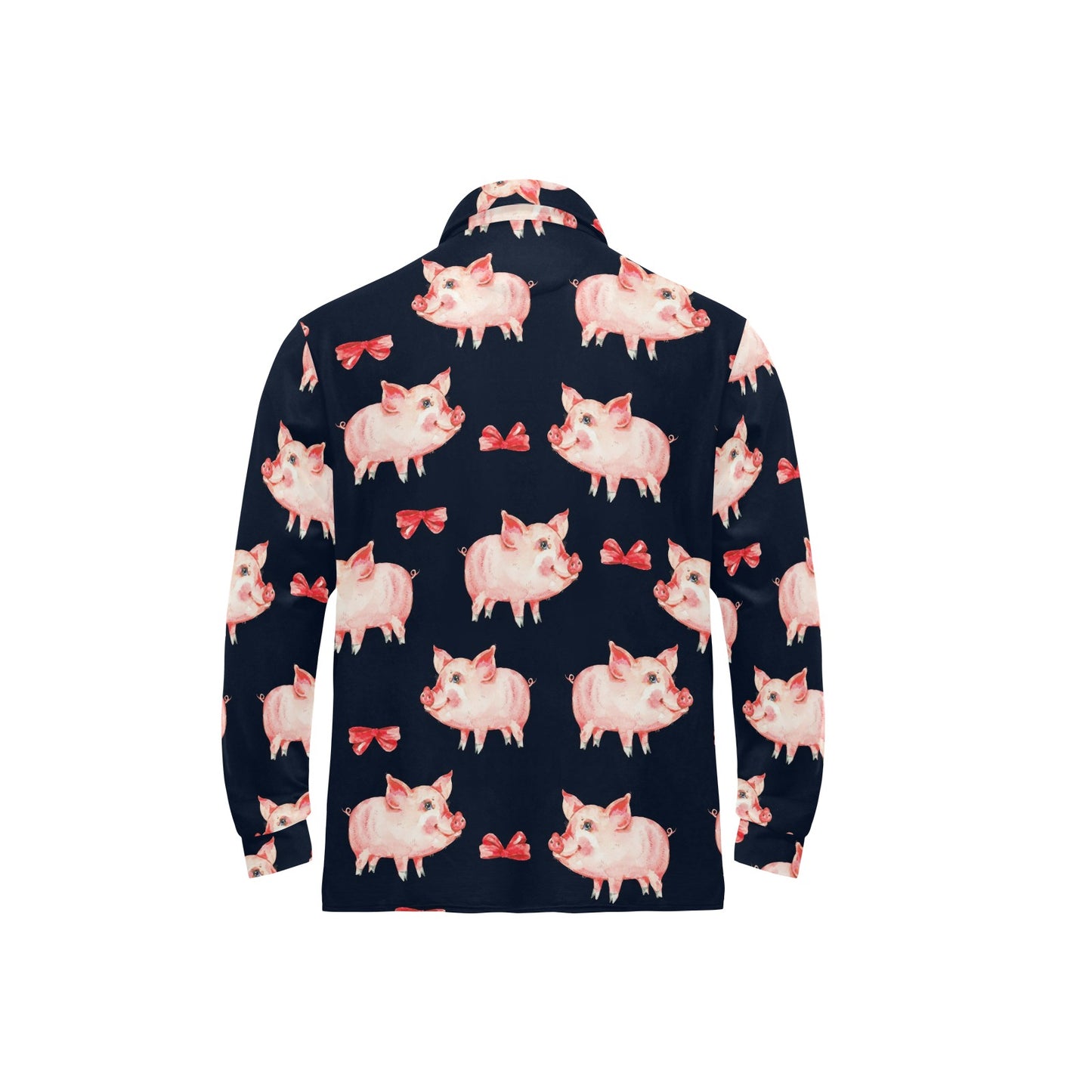 Pig Cute Pattern Print Design 02 Long Sleeve Polo Shirt For Men's