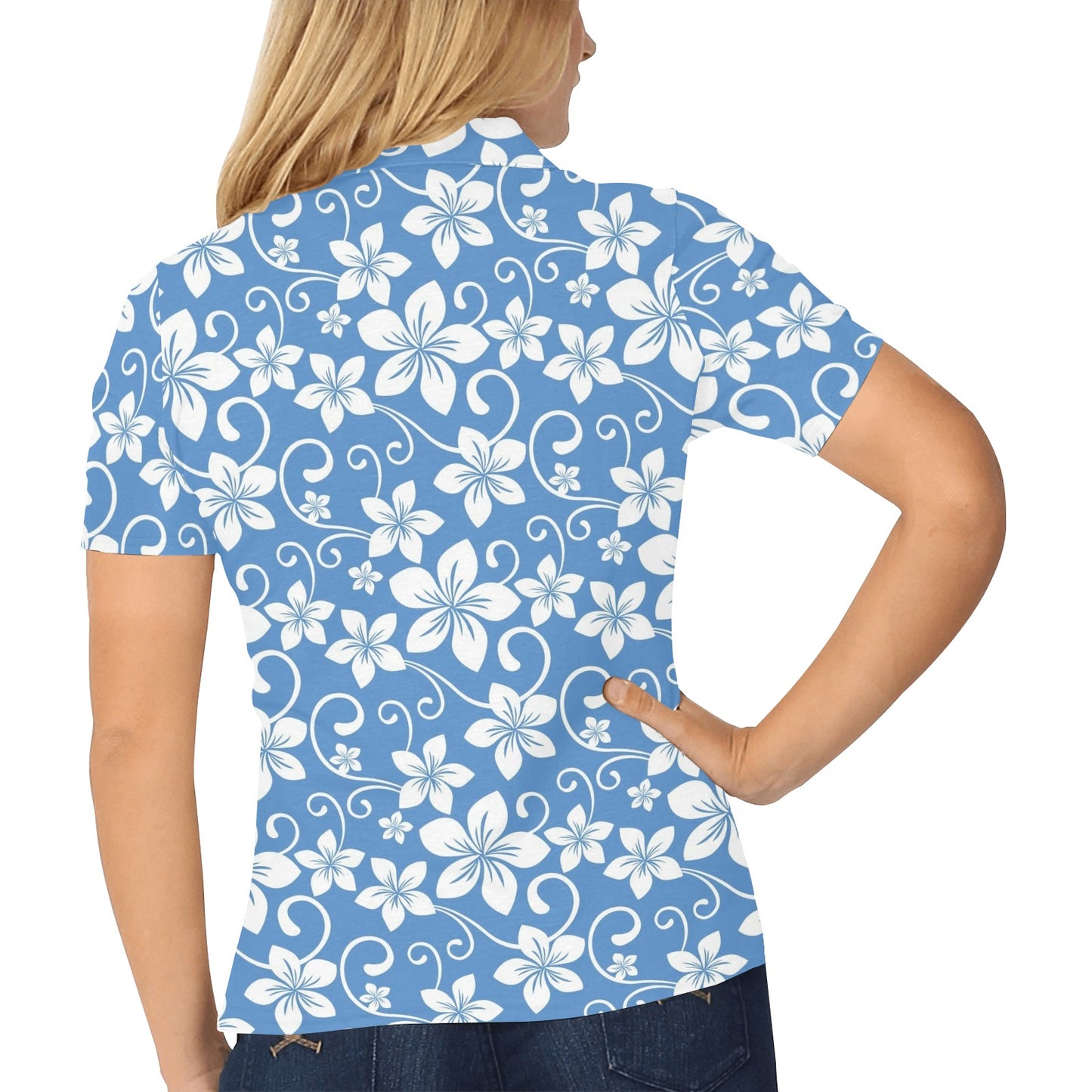 Hibiscus Pattern Print Design HB09 Women's Polo Shirt