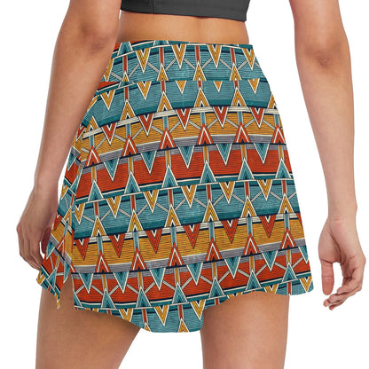 Kente Print African Design Themed 17" Golf & Pickleball Skort with Pockets