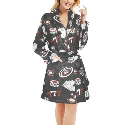 Casino Pattern Print Design 02 Women's Fleece Robe