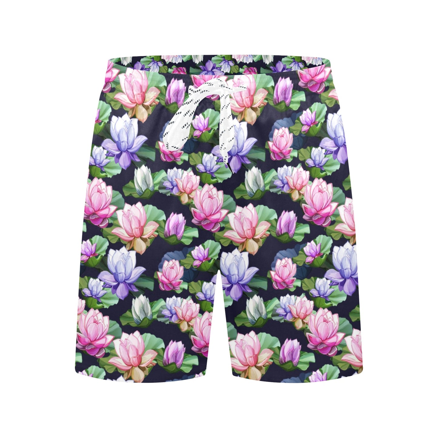 Lotus Flower Print Design Men's Swim Trunks Beach Shorts