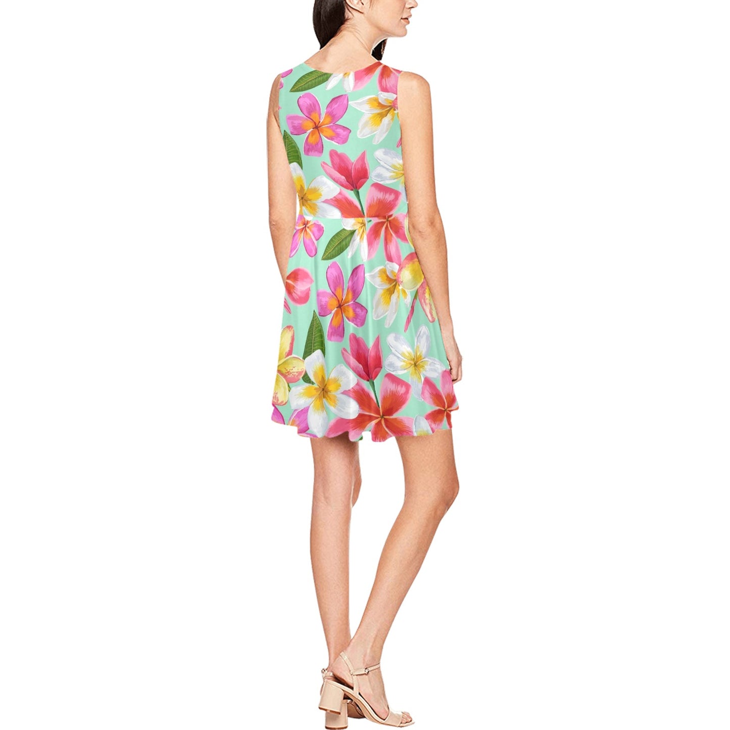 Plumeria Pattern Print Design PM014 Sleeveless Dress