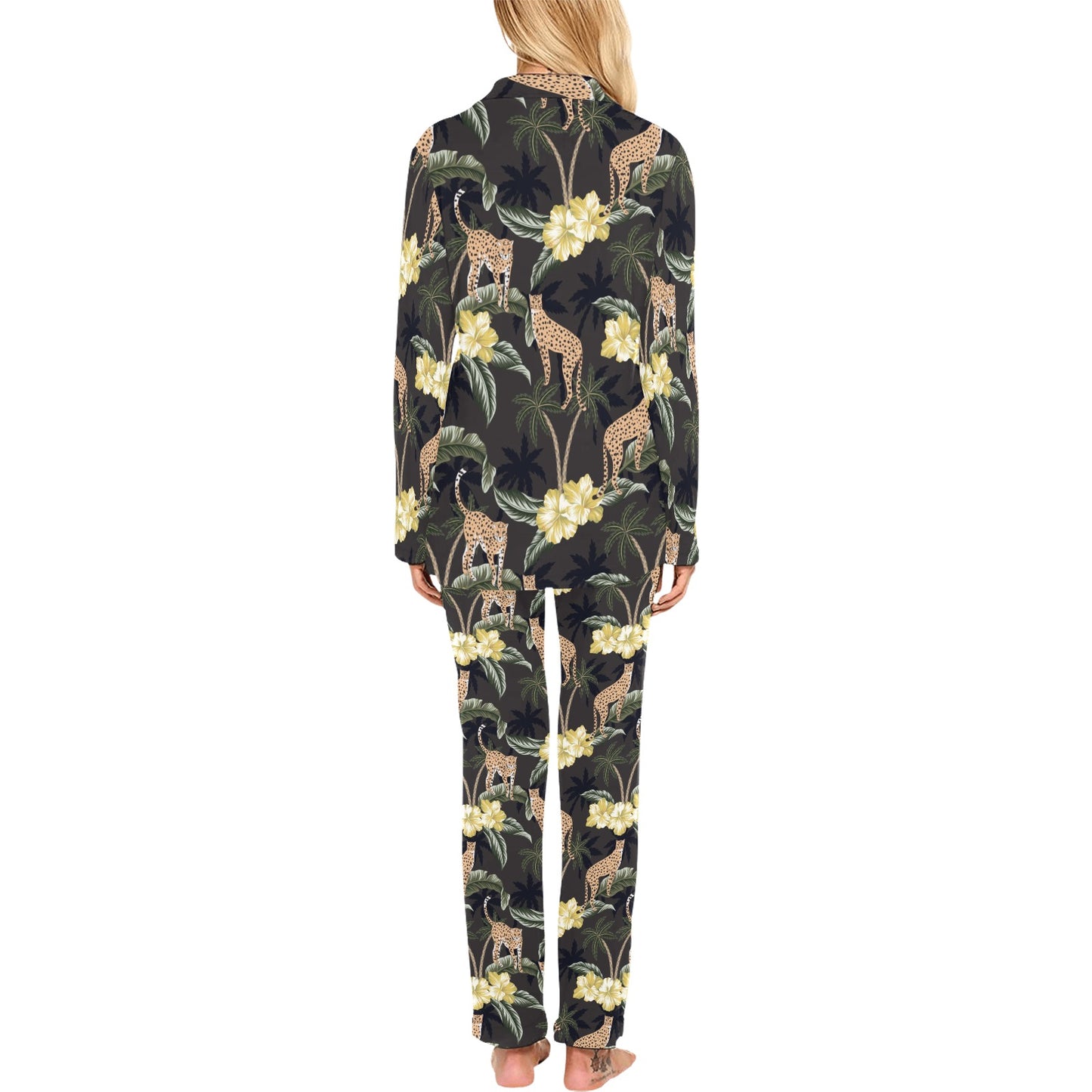 Cheetah Pattern Print Design 04 Women's Long Pajama Set