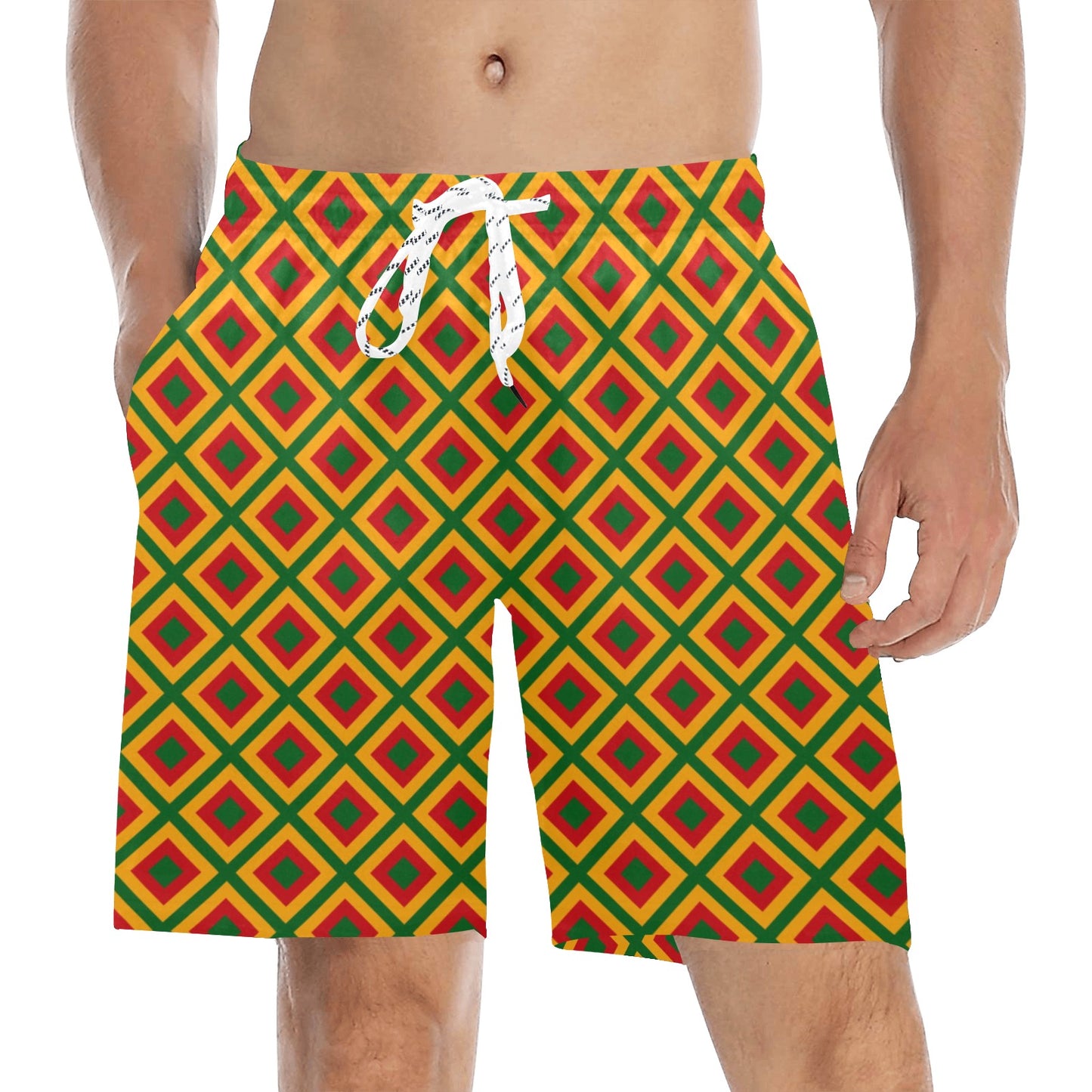 Rasta Reggae Color Cross Men's Swim Trunks Beach Shorts