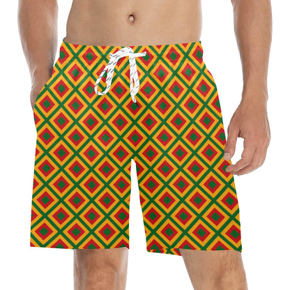 Rasta Reggae Color Cross Men's Swim Trunks Beach Shorts