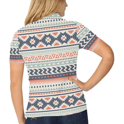 Tribal Aztec vintage pattern Women's Polo Shirt
