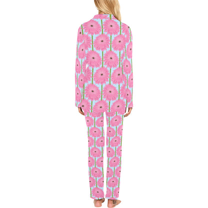 Gerberas Pattern Print Design GB01 Women's Long Pajama Set