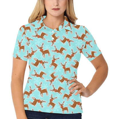 Reindeer Print Design LKS403 Women's Polo Shirt