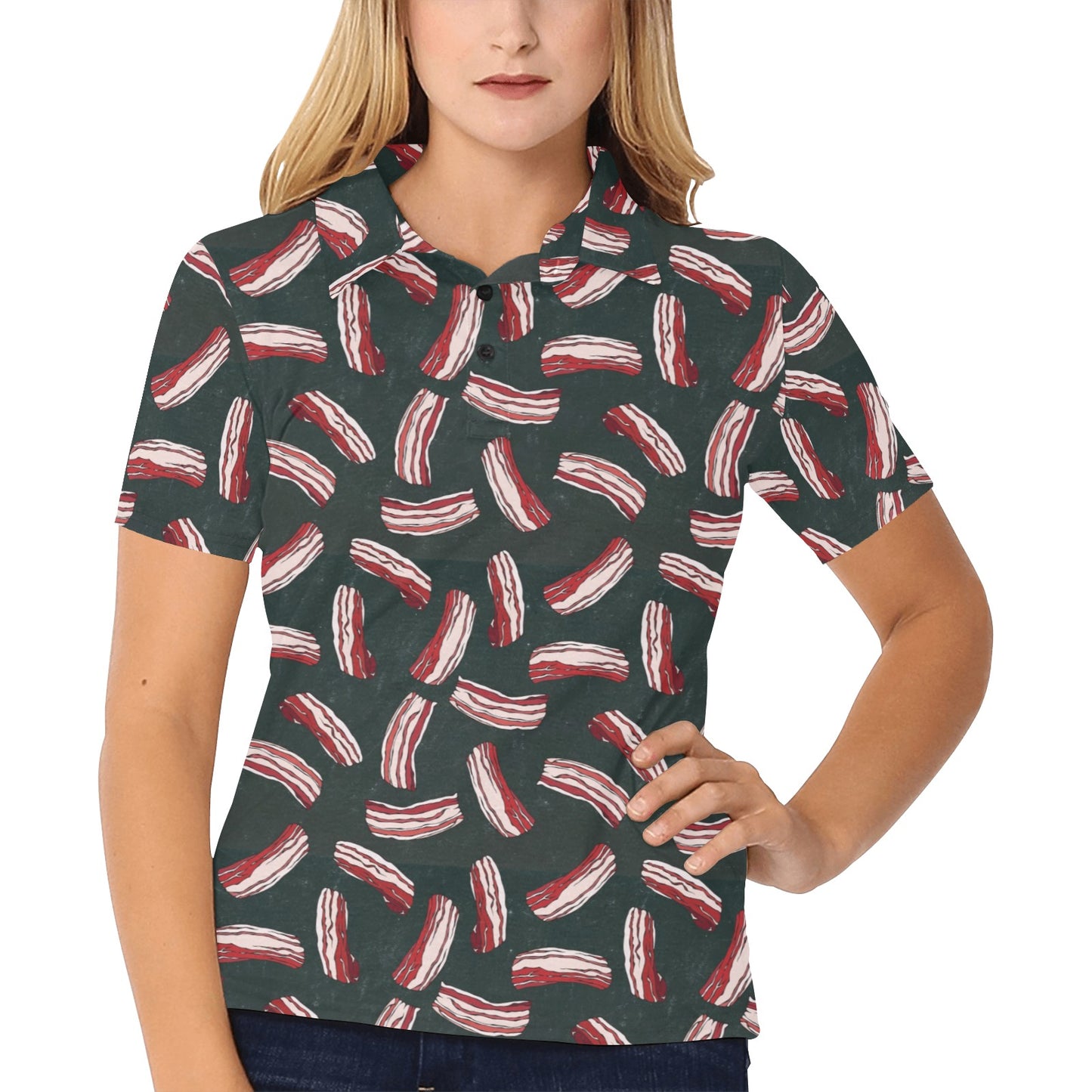 Bacon Pattern Print Design 02 Women's Polo Shirt