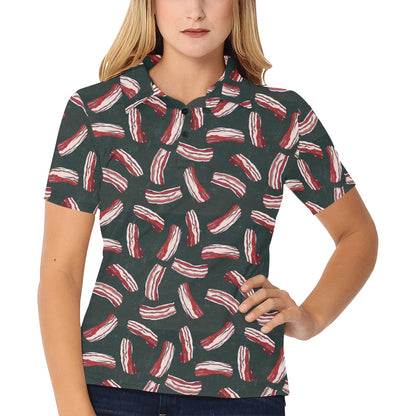 Bacon Pattern Print Design 02 Women's Polo Shirt