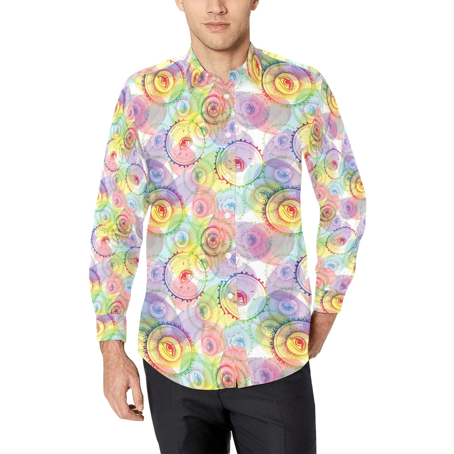 Third Eye Print Design LKS303 Men's Long Sleeve Dress Shirt