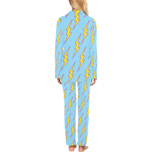 Lightning Thunder Pattern Print Design 02 Women's Long Pajama Set