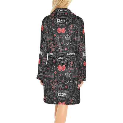 Casino Pattern Print Design 04 Women's Fleece Robe
