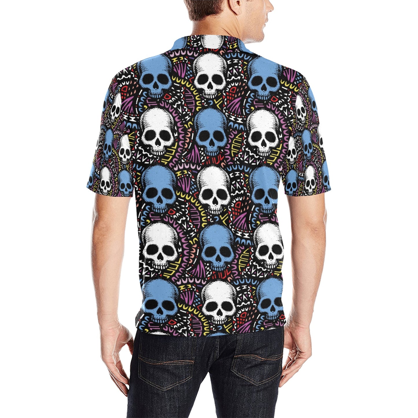 Skull Print Design LKS305 Men Polo Shirt